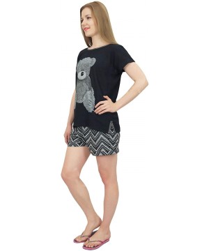 Sets Women's Pig Pattern Nightwear Solid T - Shirt and Shorts 2 Pcs Set - Black and Grey - CA18IH2NMLZ