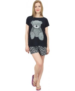 Sets Women's Pig Pattern Nightwear Solid T - Shirt and Shorts 2 Pcs Set - Black and Grey - CA18IH2NMLZ