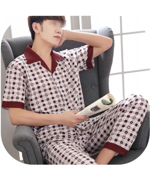 Sleep Sets Man Pajamas Summer Thin Short Sleeve Trousers Pure Cotton - Picture Color23 - CH18UIAOZ7U