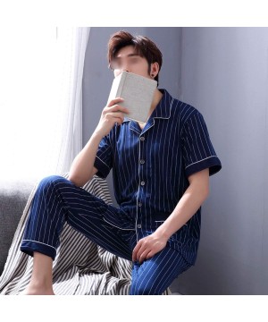 Sleep Sets Man Pajamas Summer Thin Short Sleeve Trousers Pure Cotton - Picture Color23 - CH18UIAOZ7U