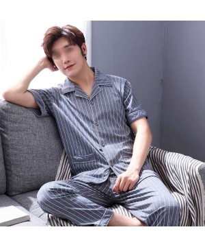 Sleep Sets Man Pajamas Summer Thin Short Sleeve Trousers Pure Cotton - Picture Color23 - CH18UIAOZ7U