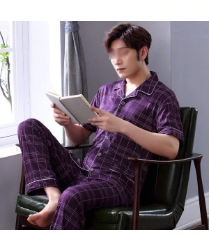 Sleep Sets Man Pajamas Summer Thin Short Sleeve Trousers Pure Cotton - Picture Color23 - CH18UIAOZ7U