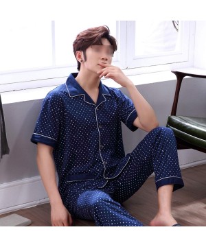 Sleep Sets Man Pajamas Summer Thin Short Sleeve Trousers Pure Cotton - Picture Color23 - CH18UIAOZ7U