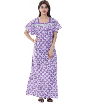 Nightgowns & Sleepshirts Women's Cotton Nightie Brown Printed Nightdress Slip On Evening Wear L - C-699 - C5190U9CLWY