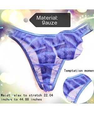 G-Strings & Thongs Men's Milk Silk G-String Thin Belt Thongs Underwear - Blue(transparent) - CI11QA99SAN