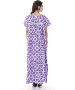 Nightgowns & Sleepshirts Women's Cotton Nightie Brown Printed Nightdress Slip On Evening Wear L - C-699 - C5190U9CLWY