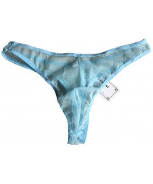 G-Strings & Thongs Men's Milk Silk G-String Thin Belt Thongs Underwear - Blue(transparent) - CI11QA99SAN