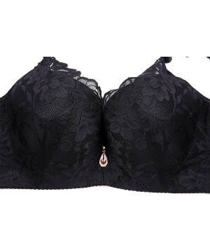 Bras Women Push-Up Bra Plus Size Lace Underwire Minimizer Bra Soft Everyday Bra - Black - CT18TGN762L