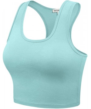 Camisoles & Tanks Women's Cotton Racerback Basic Crop Tank Tops - 001-blue Mint - C7197SXX667