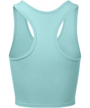 Camisoles & Tanks Women's Cotton Racerback Basic Crop Tank Tops - 001-blue Mint - C7197SXX667