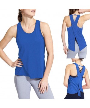 Bustiers & Corsets Ladies Sleeveless Yoga Vest Woman Sports Solid Tops Sexy Sportswear Vest - Blue - CL18S93DX7N