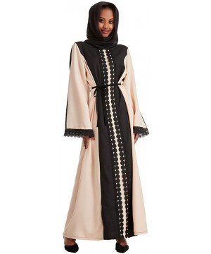 Robes Women's Muslim Dress Saudi Arab Soft Robe Ethnic Clothes Abaya Dress - Khaki C - CC1978NMGCH