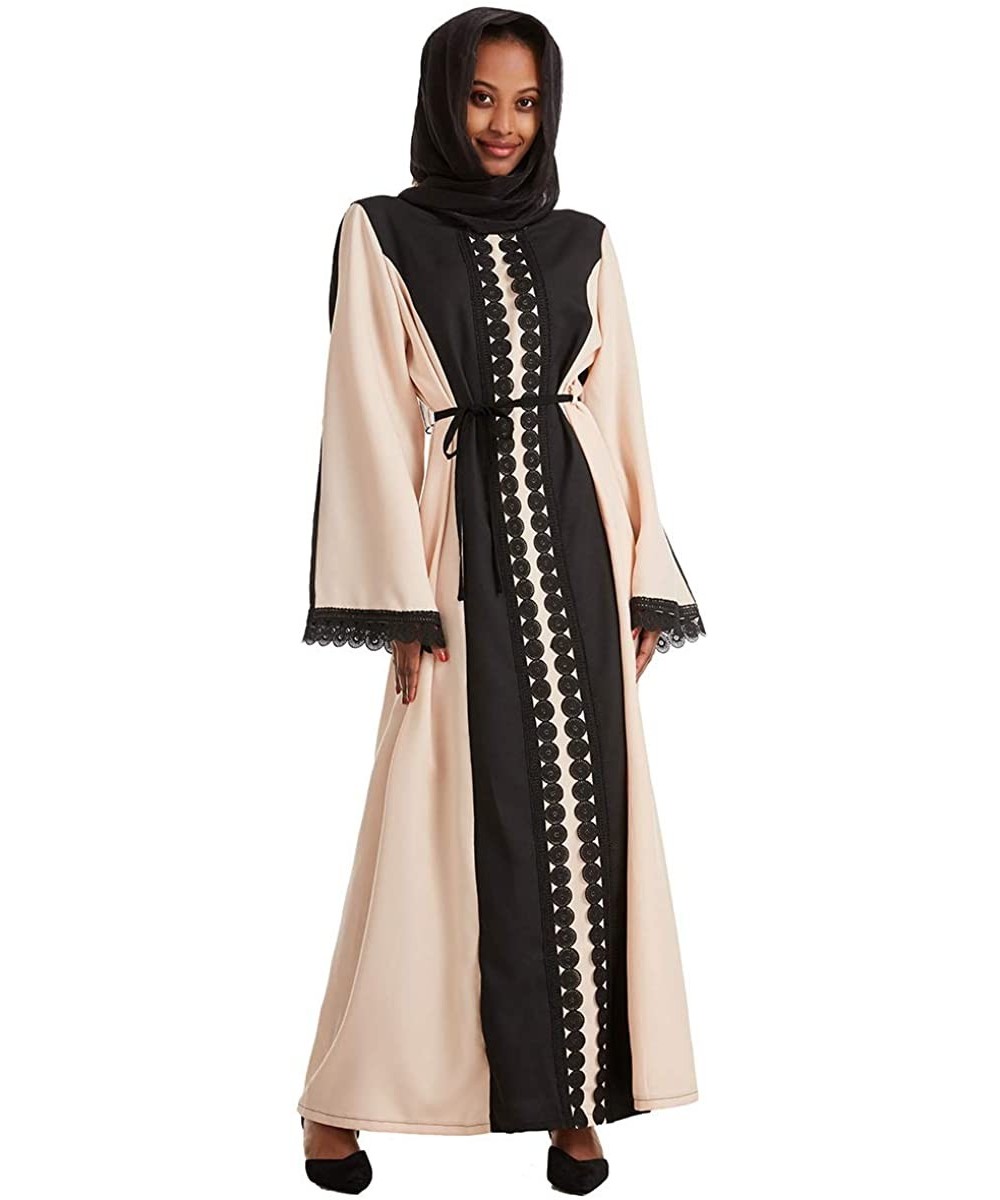 Robes Women's Muslim Dress Saudi Arab Soft Robe Ethnic Clothes Abaya Dress - Khaki C - CC1978NMGCH