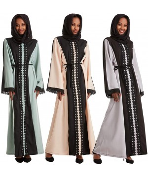 Robes Women's Muslim Dress Saudi Arab Soft Robe Ethnic Clothes Abaya Dress - Khaki C - CC1978NMGCH