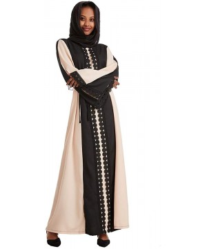 Robes Women's Muslim Dress Saudi Arab Soft Robe Ethnic Clothes Abaya Dress - Khaki C - CC1978NMGCH