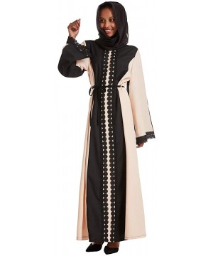 Robes Women's Muslim Dress Saudi Arab Soft Robe Ethnic Clothes Abaya Dress - Khaki C - CC1978NMGCH