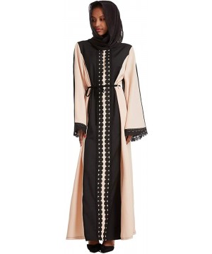 Robes Women's Muslim Dress Saudi Arab Soft Robe Ethnic Clothes Abaya Dress - Khaki C - CC1978NMGCH