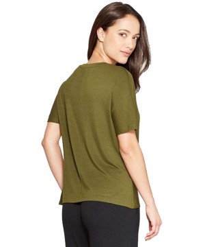 Tops Women's Beautifully Soft Sleep Front tie T-Shirt - Green - Small - C318Z09NKK7