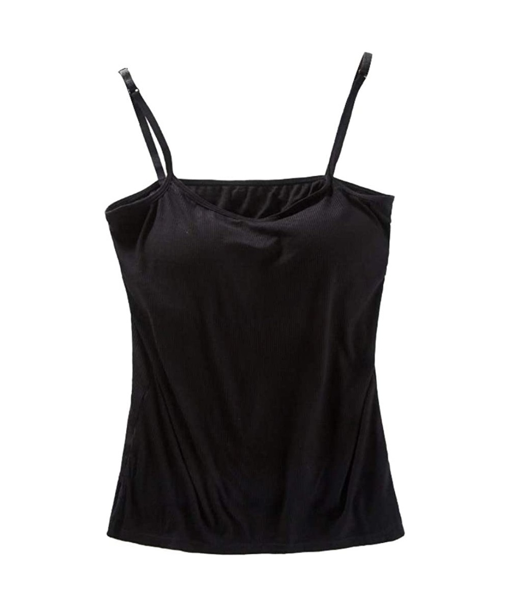 Camisoles & Tanks Women Padded Bra Non-Steel Ring Camisole Bottoming Underwear Beach Vest - Black - CV1999U6E2Q