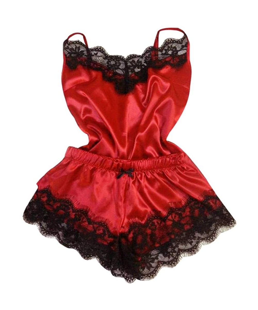 Sets Sexy Lingerie Nightwear Babydoll Temptation Alluring Nightgown G String Chemises Negigees Lingeries Sleepwear red - C518...