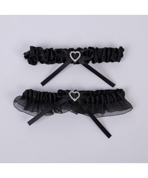 Garters & Garter Belts 2019 Women's Satin Wedding Garter Set for Bride Stretchy Leg Prom Garters - Black - CV18G53SUO7