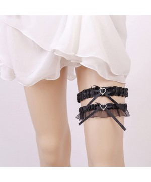 Garters & Garter Belts 2019 Women's Satin Wedding Garter Set for Bride Stretchy Leg Prom Garters - Black - CV18G53SUO7