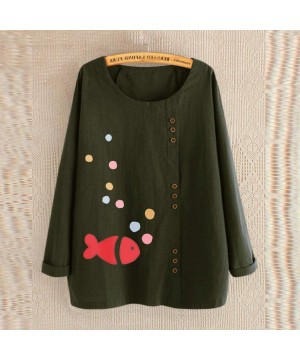 Tops Fashion Baby Casual Animals Printed O-Neck Long Sleeve Button Blouse Tops Tee - Army Green - CI18X948TNW