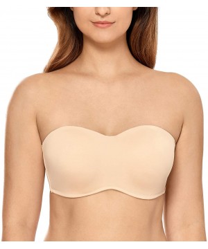 Bras Women's Seamless Invisible Underwire Minimizer Strapless Bra for Large Bust - Beige - C618TTSKMDQ