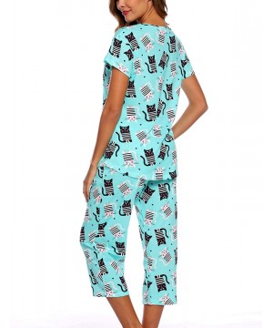 Sets Women's Sleepwear Tops with Capri Pants Pajama Sets - Kitty - C718AZHRTXH