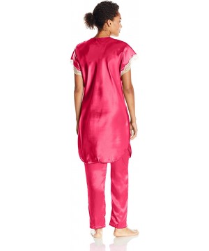 Sets Women's Charming Satin Charmeuse Pajama Set - Fuchsia - CK11A7LSBYF