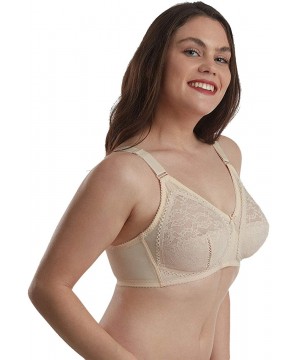 Bras Everyday Lace Bra - No-Wire Minimizer Bra for Women - Comfortable and Modern - Beige - CF195TQ04Q5