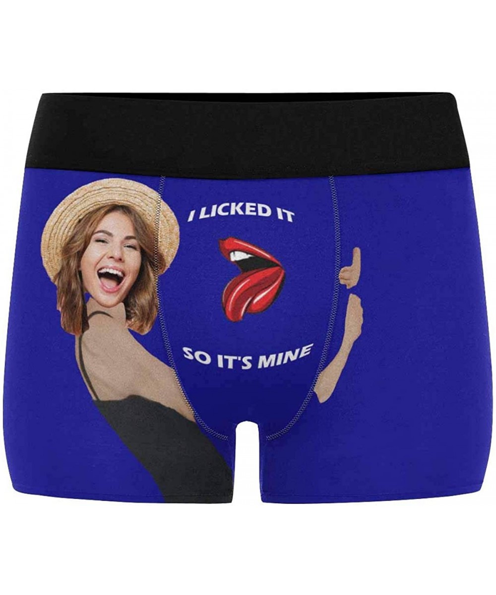 Boxer Briefs Custom Men's Boxer Briefs with Funny Photo Face- Personalized Novelty Underwear Lip I Licked It Navy Blue - Mult...