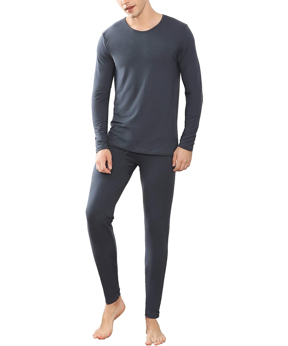 Thermal Underwear Men's Thermal Underwear Set Long Johns Ultra Soft Top and Bottom - Cement Gray - CX18WUSAROI