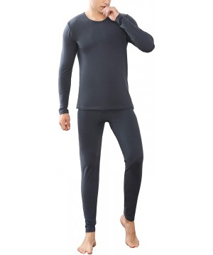 Thermal Underwear Men's Thermal Underwear Set Long Johns Ultra Soft Top and Bottom - Cement Gray - CX18WUSAROI