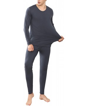 Thermal Underwear Men's Thermal Underwear Set Long Johns Ultra Soft Top and Bottom - Cement Gray - CX18WUSAROI