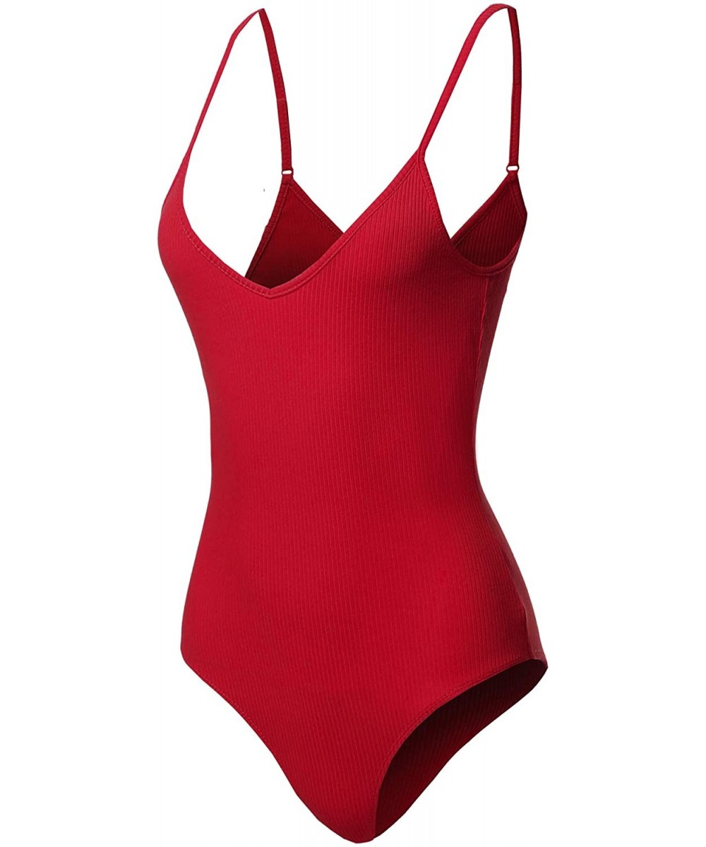 Shapewear Women's Classic Solid Sleeveless Scoop Neck Bodysuit - Fewbsv0017 Red - CW18QHS46OA