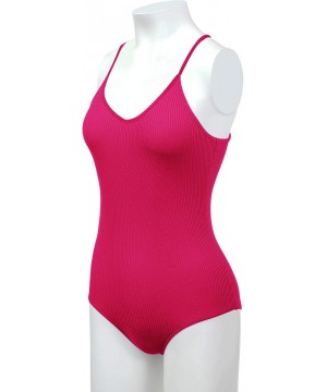 Shapewear Women's Racerback Tank Top Ribbed Cotton Bodysuits - 044-rose Fuchsia - C018TRCTC94