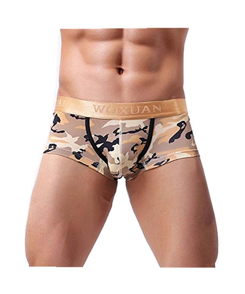 Boxer Briefs Men Boxer Briefs Shorts No Ride-up Sport Soft Underwear Bulge Pouch Camouflage Stretch Trunks Underpant - Yellow...