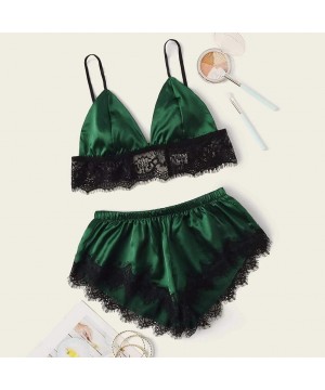 Accessories Women Fashion Sexy Bodysuit Jumpsuit lace Sleepwear Lingerie Suspenders Underwear 2 Piece Set - Green B - CI198NW...