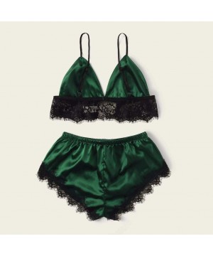 Accessories Women Fashion Sexy Bodysuit Jumpsuit lace Sleepwear Lingerie Suspenders Underwear 2 Piece Set - Green B - CI198NW...