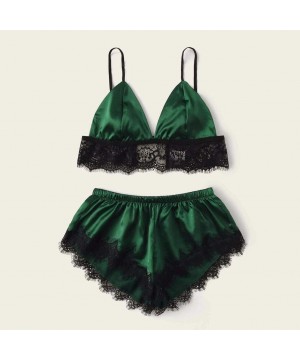 Accessories Women Fashion Sexy Bodysuit Jumpsuit lace Sleepwear Lingerie Suspenders Underwear 2 Piece Set - Green B - CI198NW...