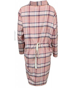 Nightgowns & Sleepshirts Women's 100% Cotton Classic Plaid Flannel Nightshirt - Peach - CO18ZQ24Y24