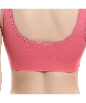 Accessories Ladies' plain Color Front Cross Side Lace Sports Bra Full Cup Bra Vest Tops - Hot Pink - C018XKU4DXH