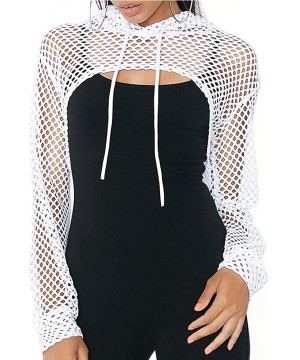 Camisoles & Tanks Women's Elastic Fishnet Long Sleeve Mesh Crop Top Clubwear See Through - 90404-white - CN1987WAORG