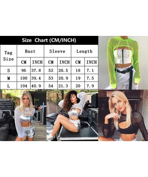 Camisoles & Tanks Women's Elastic Fishnet Long Sleeve Mesh Crop Top Clubwear See Through - 90404-white - CN1987WAORG