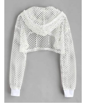 Camisoles & Tanks Women's Elastic Fishnet Long Sleeve Mesh Crop Top Clubwear See Through - 90404-white - CN1987WAORG