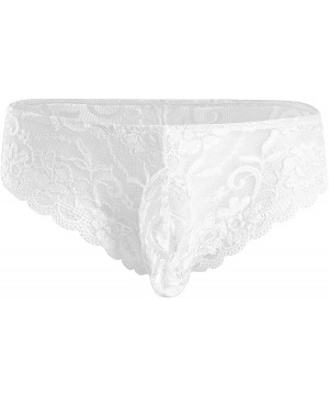 Briefs Sissy Lace Pouch Panties Men Sheer See-Through Bikini Briefs Underwear Crossdressing Lingerie - White - CE19E43N0ZE