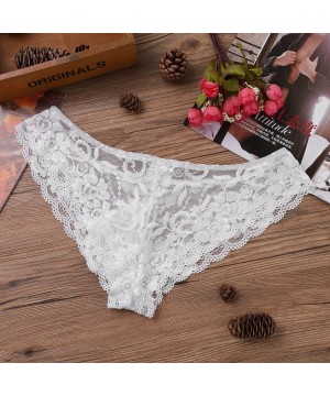 Briefs Sissy Lace Pouch Panties Men Sheer See-Through Bikini Briefs Underwear Crossdressing Lingerie - White - CE19E43N0ZE