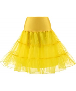 Slips Women's 50s Vintage Rockabilly Petticoat 28'' Length Net Tulle Underskirt Petticoat Half Slip - Yellow - CK18QK6NL6K