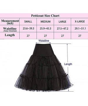 Slips Women's 50s Vintage Rockabilly Petticoat 28'' Length Net Tulle Underskirt Petticoat Half Slip - Yellow - CK18QK6NL6K